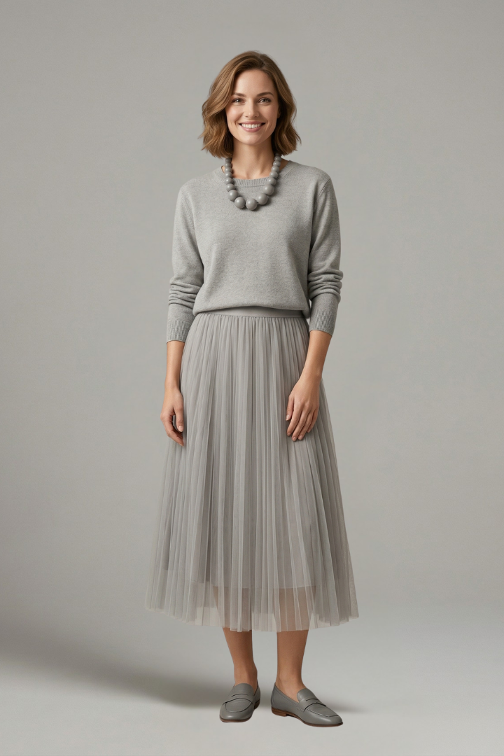 Adelaide Tremaine | Knit & Tulle Midi Two-Piece Set For Women
