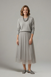 Adelaide Tremaine | Knit & Tulle Midi Two-Piece Set For Women