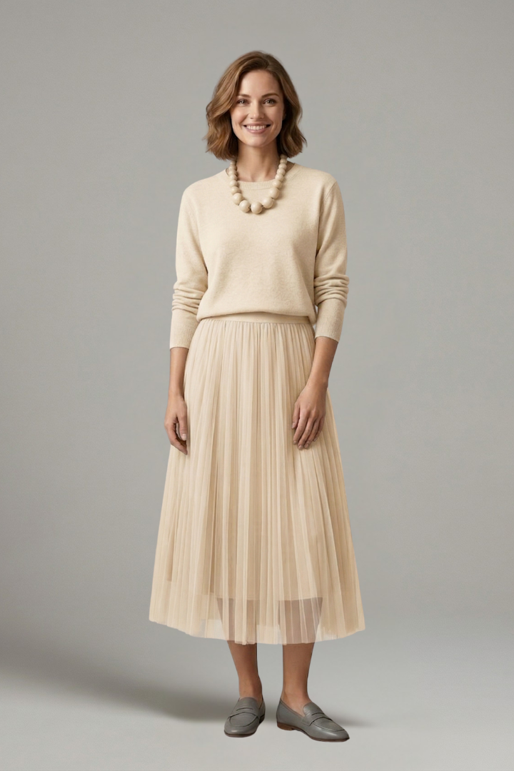 Adelaide Tremaine | Knit & Tulle Midi Two-Piece Set For Women