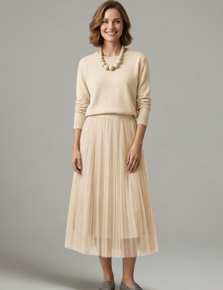 Adelaide Tremaine | Knit & Tulle Midi Two-Piece Set For Women