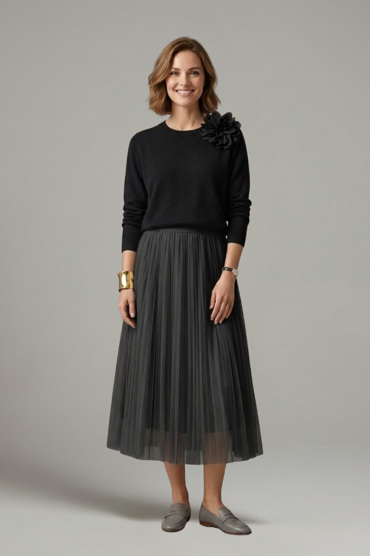 Adelaide Tremaine | Knit & Tulle Midi Two-Piece Set For Women