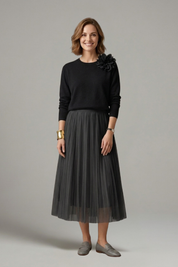 Adelaide Tremaine | Knit & Tulle Midi Two-Piece Set For Women