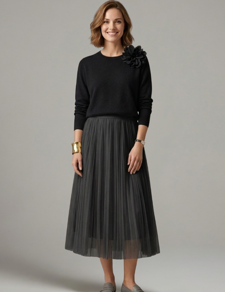 Adelaide Tremaine | Knit & Tulle Midi Two-Piece Set For Women