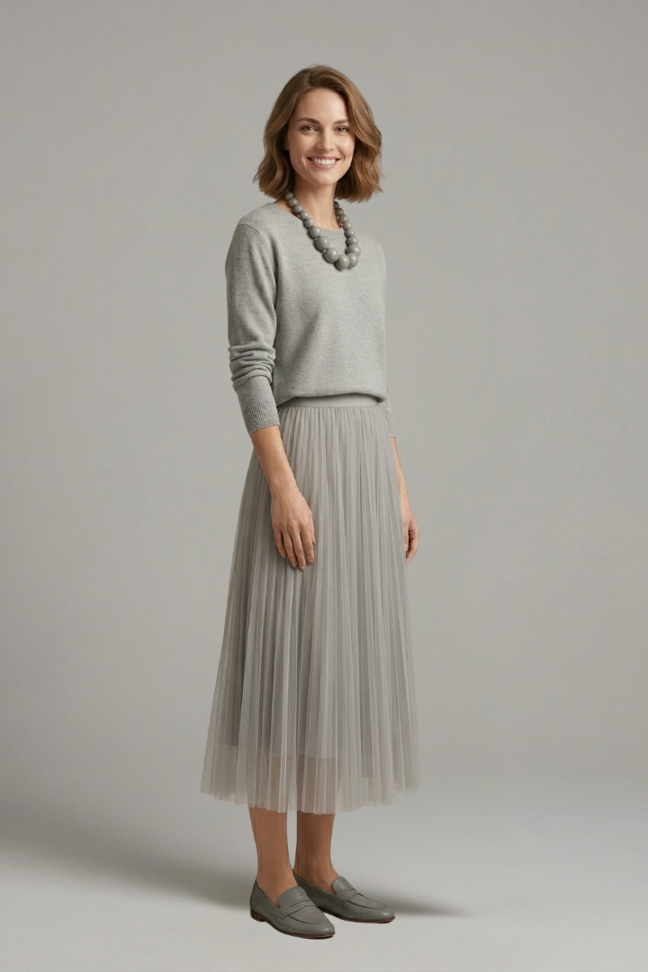 Adelaide Tremaine | Knit & Tulle Midi Two-Piece Set For Women