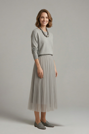 Adelaide Tremaine | Knit & Tulle Midi Two-Piece Set For Women