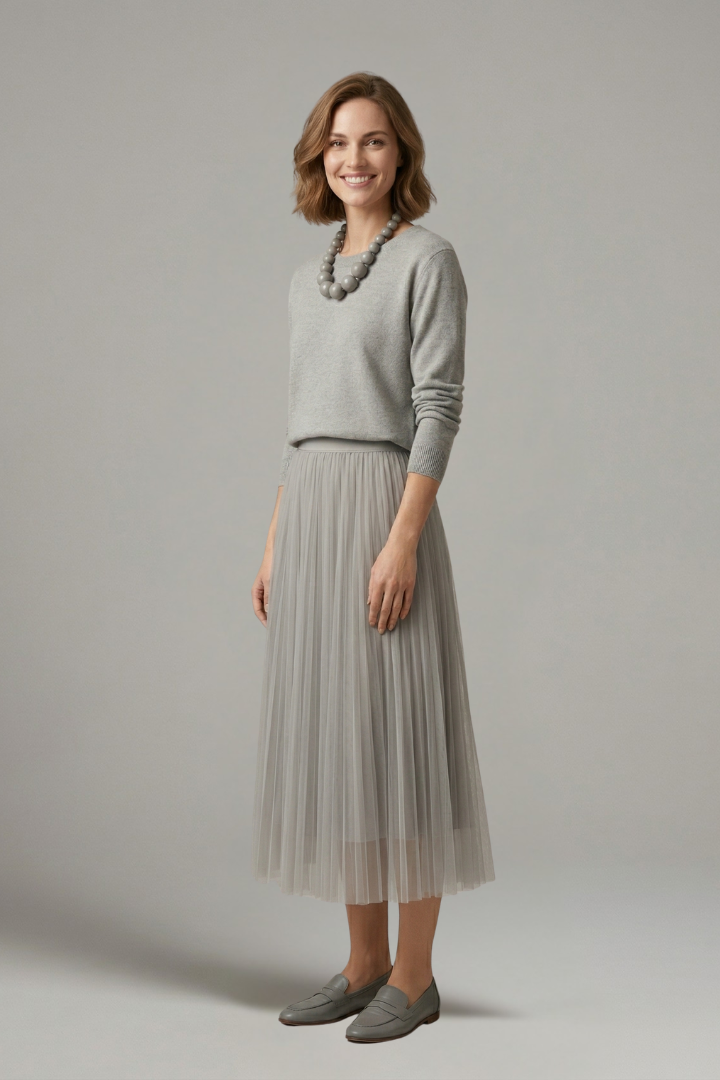 Adelaide Tremaine | Knit & Tulle Midi Two-Piece Set For Women