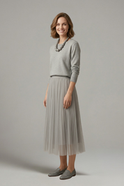 Adelaide Tremaine | Knit & Tulle Midi Two-Piece Set For Women