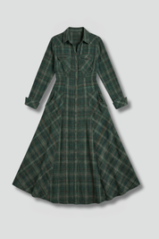 Catherine Aldridge | Plaid Maxi Shirtdress Long Sleeve For Women