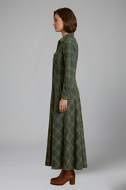 Catherine Aldridge | Plaid Maxi Shirtdress Long Sleeve For Women