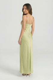 Genevieve Rosland | Floral Embroidered Satin Maxi Dress For Women