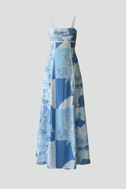 Margot Bellingham | Blue Floral Print Sleeveless Maxi Dress For Women