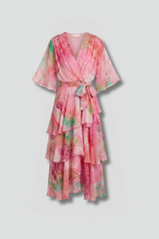 Daphne Rosslyn | Floral Print Tiered Wrap Midi Dress For Women