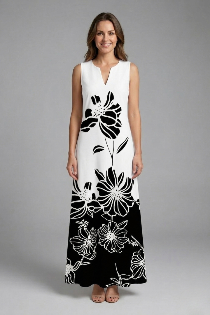 Genevieve Marlowe | Peacock Print Sleeveless Maxi Dress For Women