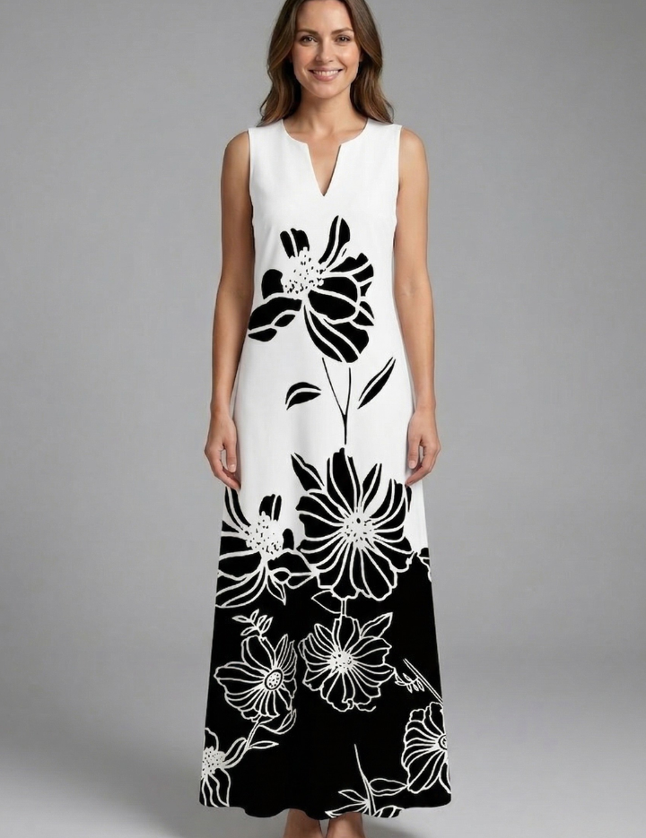 Genevieve Marlowe | Peacock Print Sleeveless Maxi Dress For Women