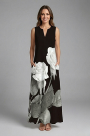 Genevieve Marlowe | Peacock Print Sleeveless Maxi Dress For Women