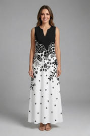Genevieve Marlowe | Peacock Print Sleeveless Maxi Dress For Women