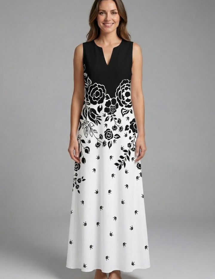 Genevieve Marlowe | Peacock Print Sleeveless Maxi Dress For Women