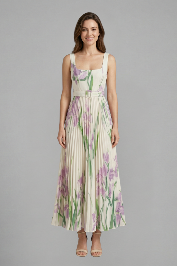 Mirabel Fontclair | Floral Pleated Maxi Dress For Women