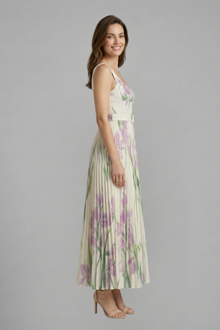 Mirabel Fontclair | Floral Pleated Maxi Dress For Women