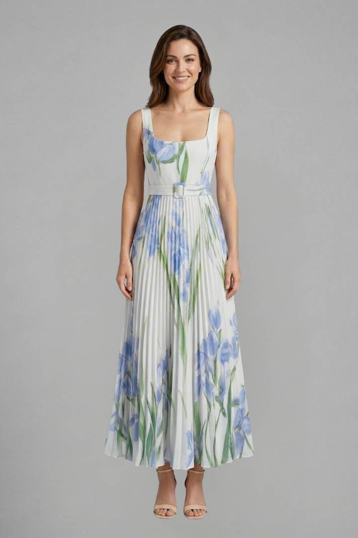 Mirabel Fontclair | Floral Pleated Maxi Dress For Women