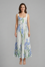 Mirabel Fontclair | Floral Pleated Maxi Dress For Women