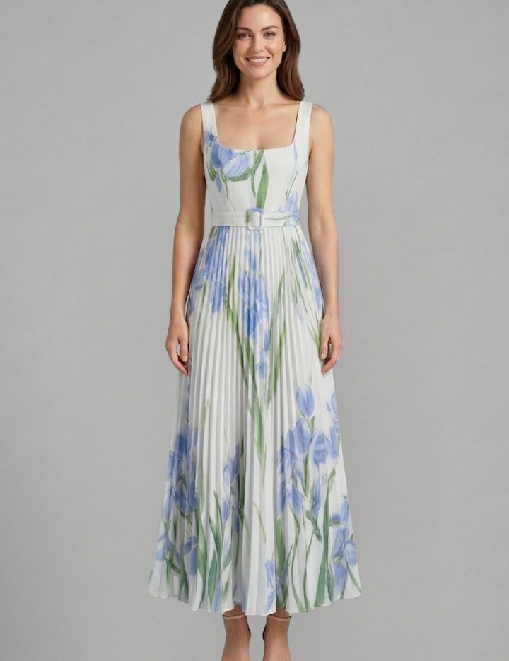 Mirabel Fontclair | Floral Pleated Maxi Dress For Women