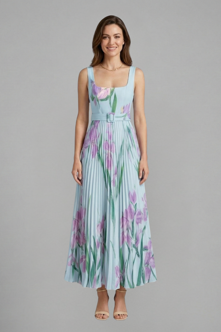 Mirabel Fontclair | Floral Pleated Maxi Dress For Women