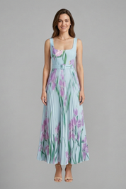 Mirabel Fontclair | Floral Pleated Maxi Dress For Women