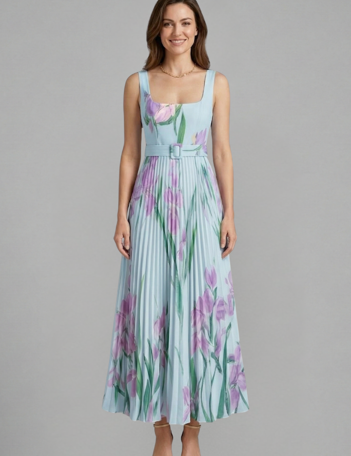 Mirabel Fontclair | Floral Pleated Maxi Dress For Women