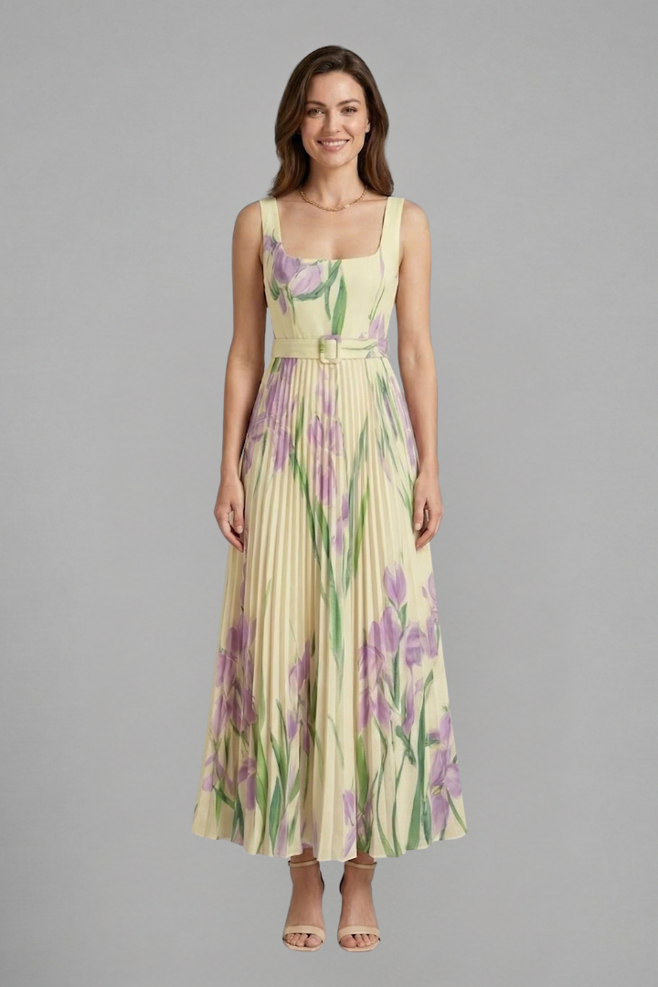 Mirabel Fontclair | Floral Pleated Maxi Dress For Women