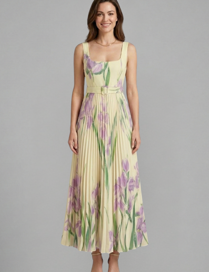 Mirabel Fontclair | Floral Pleated Maxi Dress For Women