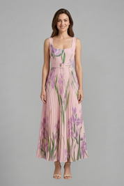 Mirabel Fontclair | Floral Pleated Maxi Dress For Women