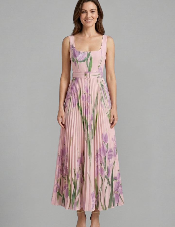 Mirabel Fontclair | Floral Pleated Maxi Dress For Women