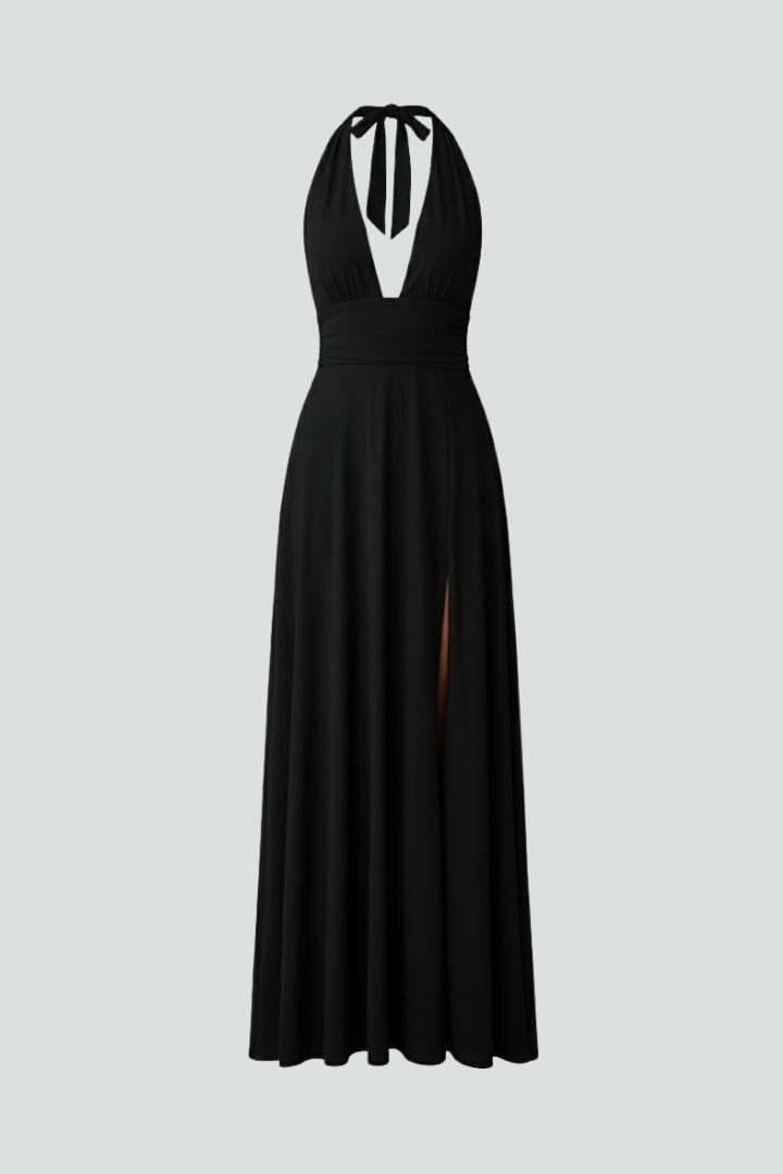 Valentina Crestwood | Deep V Halter Maxi Dress For Women