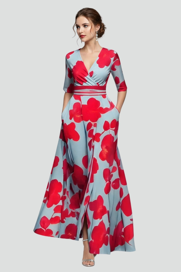 Annabelle Forsythe | Floral Print V-Neck Maxi Dress For Women