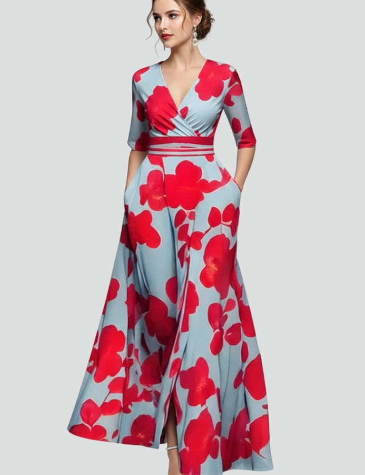 Annabelle Forsythe | Floral Print V-Neck Maxi Dress For Women