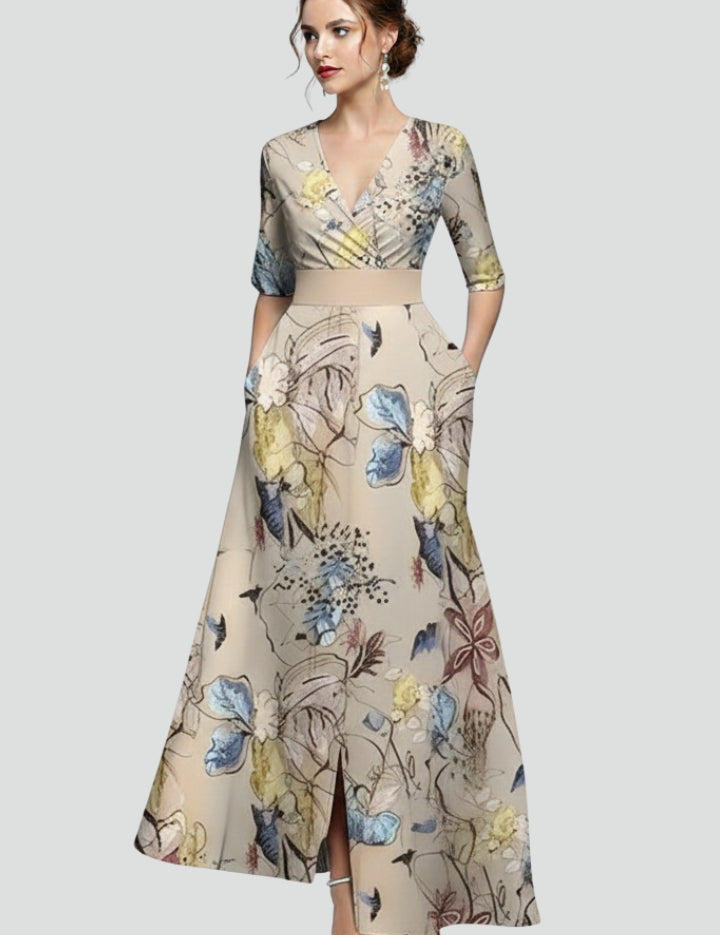 Annabelle Forsythe | Floral Print V-Neck Maxi Dress For Women