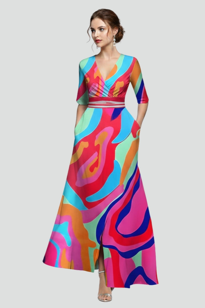 Annabelle Forsythe | Floral Print V-Neck Maxi Dress For Women
