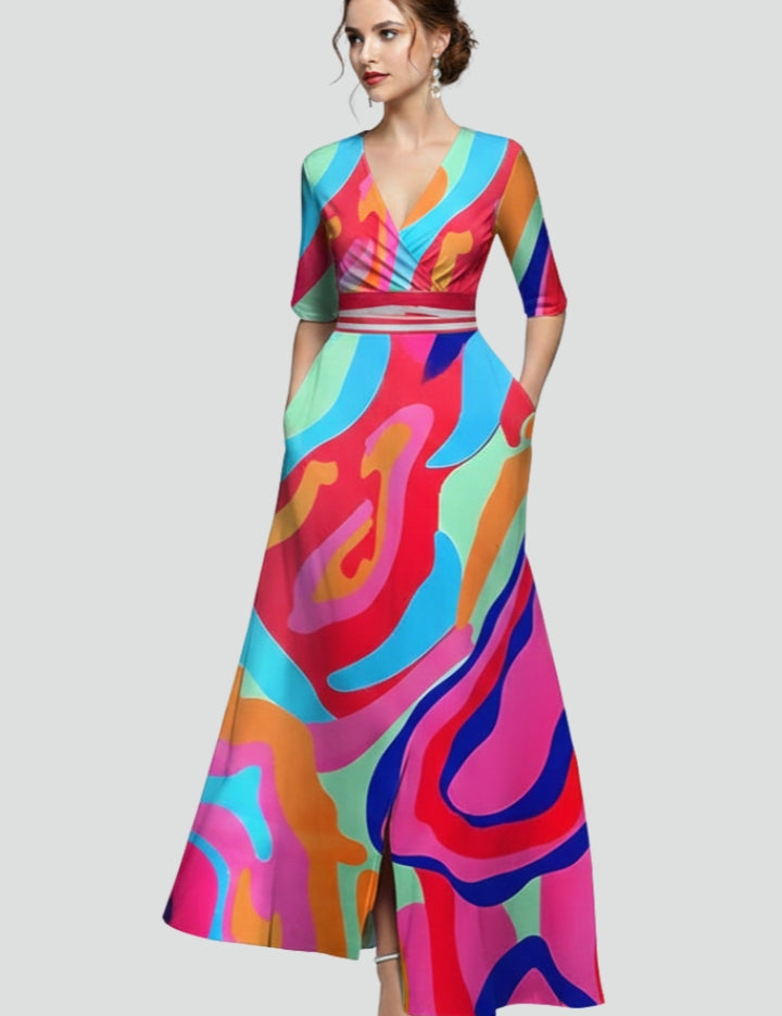 Annabelle Forsythe | Floral Print V-Neck Maxi Dress For Women