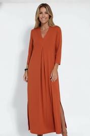 Penelope Ashford | 3/4 Sleeve V-Neck Maxi Dress For Women