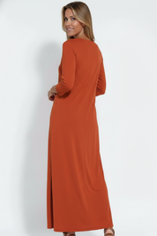 Penelope Ashford | 3/4 Sleeve V-Neck Maxi Dress For Women