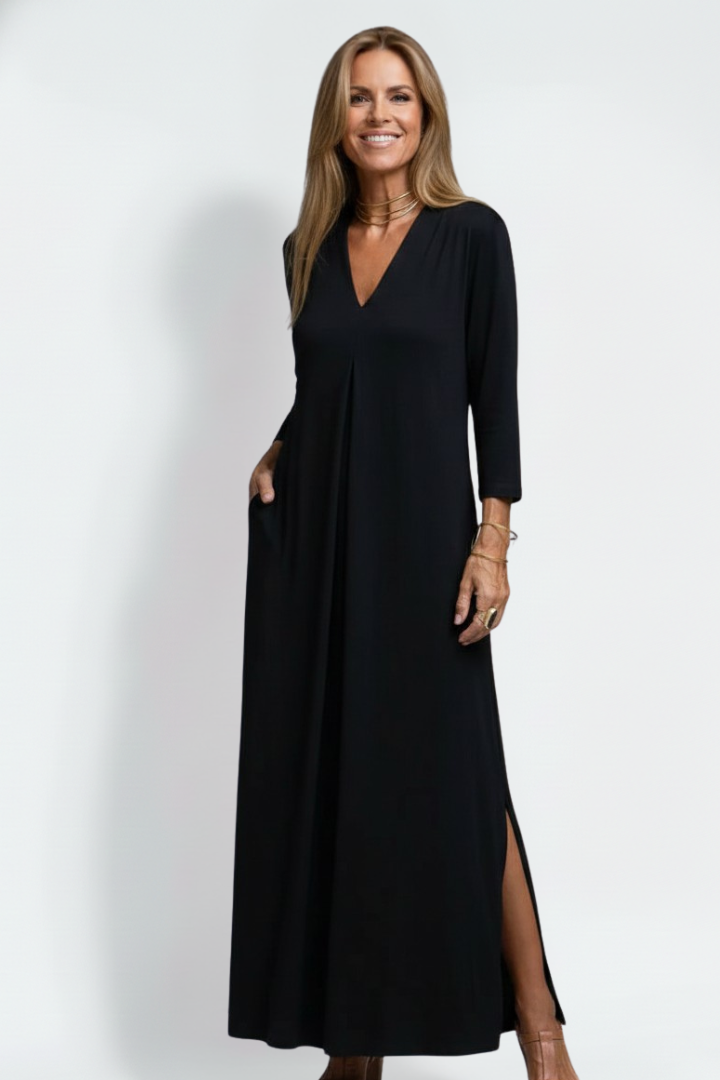 Penelope Ashford | 3/4 Sleeve V-Neck Maxi Dress For Women