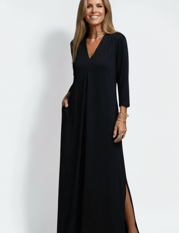 4 Sleeve V-Neck Maxi Dress For Women