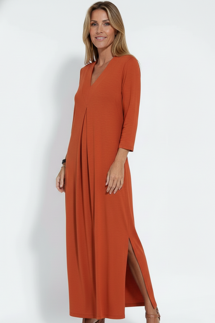 Penelope Ashford | 3/4 Sleeve V-Neck Maxi Dress For Women