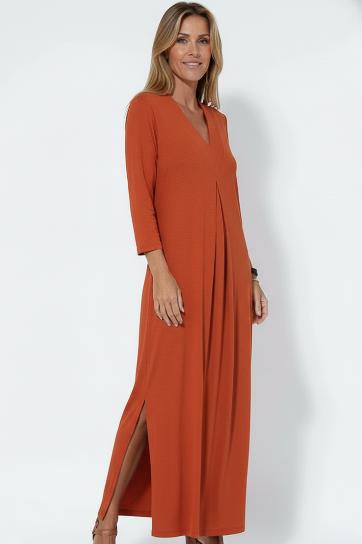 Penelope Ashford | 3/4 Sleeve V-Neck Maxi Dress For Women