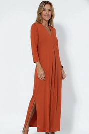 Penelope Ashford | 3/4 Sleeve V-Neck Maxi Dress For Women