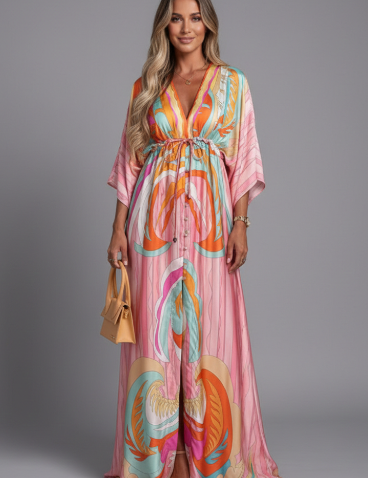 Paloma Sinclair | Printed Kaftan Maxi Dress For Women