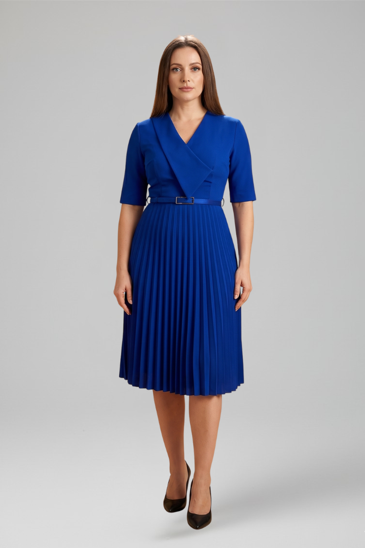 Alexandra Pemberton | Belted Pleated Midi Dress For Women