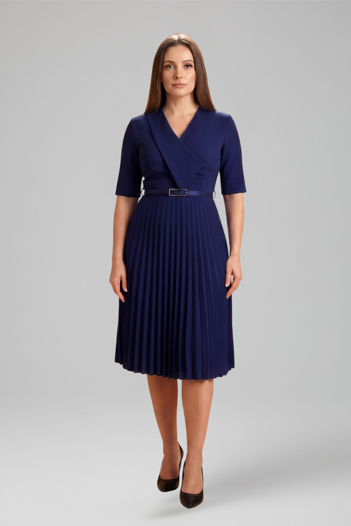 Alexandra Pemberton | Belted Pleated Midi Dress For Women
