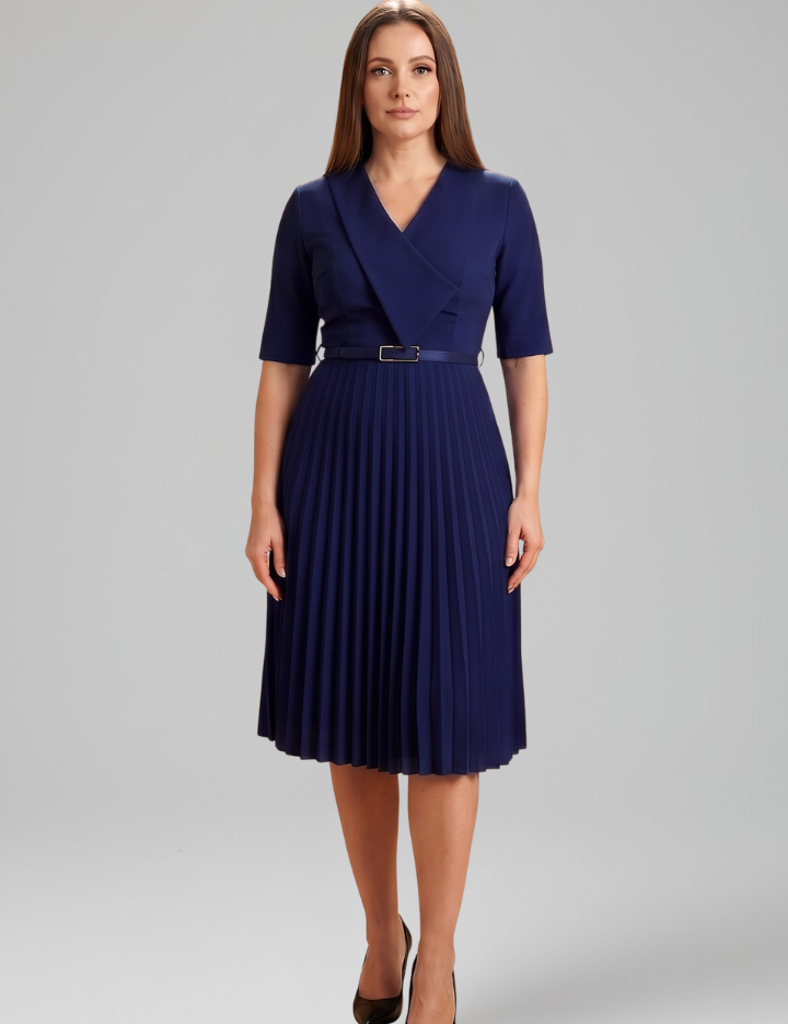 Alexandra Pemberton | Belted Pleated Midi Dress For Women
